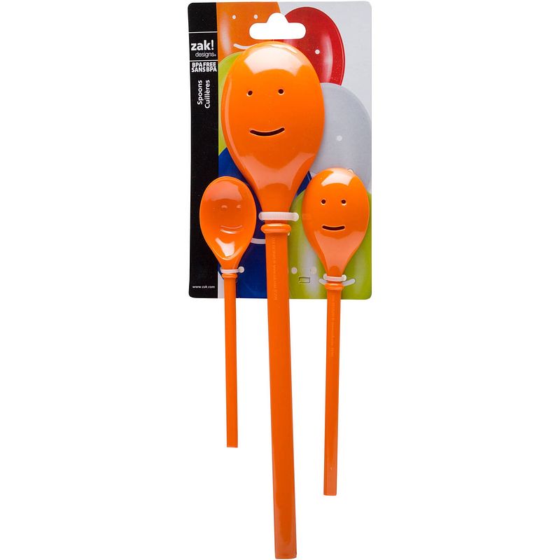 Foto van Zak!designs lepels happy spoons 20 cm melamine oranje 3-delig