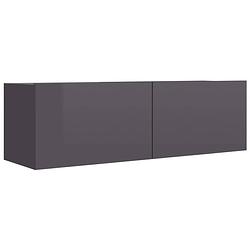 Foto van The living store tv-kast - stereokast - 100 x 30 x 30 cm - hoogglans grijs