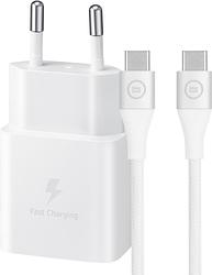 Foto van Samsung power delivery oplader 15w wit + usb c kabel nylon wit 1,5m