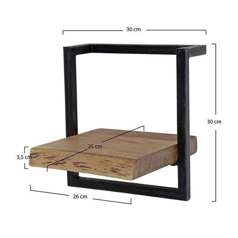 Foto van Livin24 industriële wandplank hunter acaciahout 30 cm.