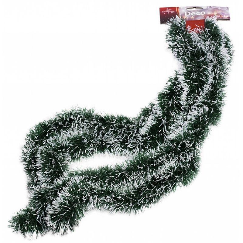 Foto van Besneeuwde folie slingers/kerstslingers 270 cm - guirlandes