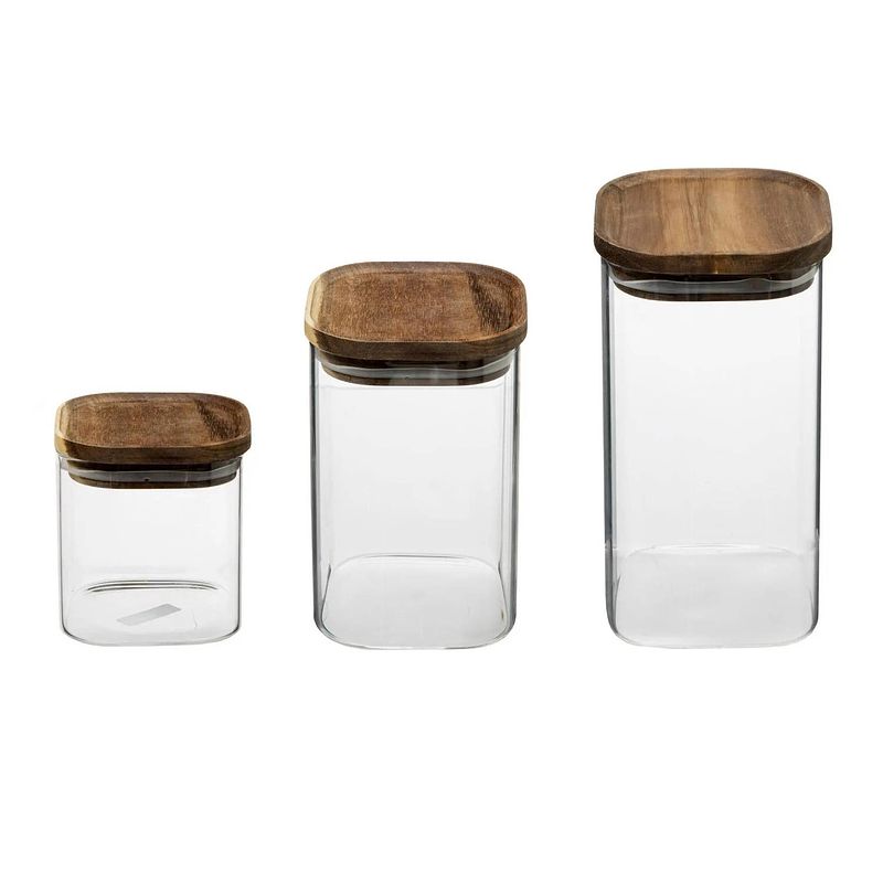 Foto van Set van 3x keuken voorraadbussen/potten glas 0.6-1.0-1.3 liter inhoud - voorraadpot