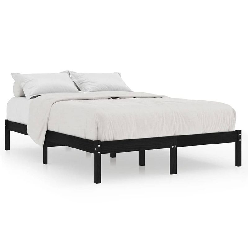 Foto van Vidaxl bedframe massief hout zwart 180x200 cm 6ft super king