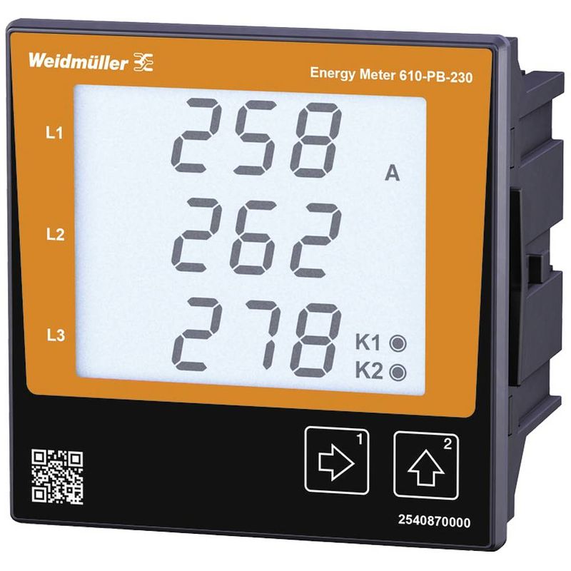 Foto van Weidmüller energy meter 610-pb-230 digitaal inbouwmeetapparaat