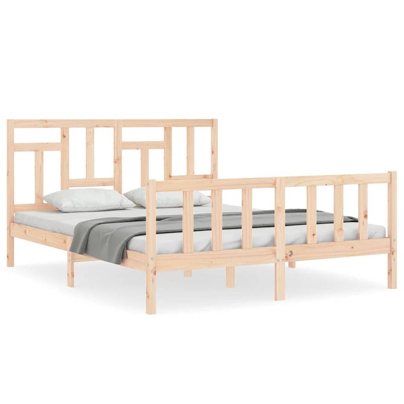 Foto van The living store bedframe grenenhout - bedframe - 205.5 x 155.5 x 100 cm - massief grenenhout