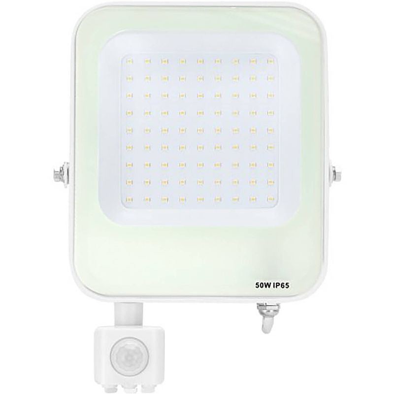 Foto van Led bouwlamp met bewegingssensor - led schijnwerper - aigi rekan - 50 watt - natuurlijk wit 4000k - waterdicht ip65 -