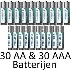Foto van 30 aa & 30 aaa (verpakt per 10) philips industrial alkaline batterijen