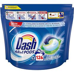 Foto van Dash all in 1 wasmiddel pods - wascapsules - witter dan wit - voordeelverpakking 3 x 42 wasbeurten