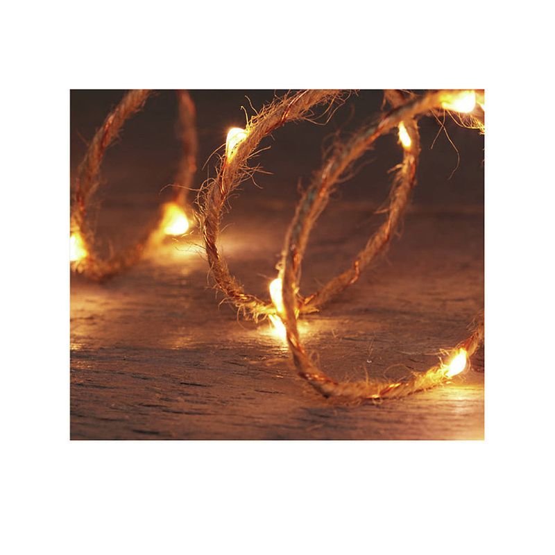 Foto van Anna collection jute lichtsnoeren - 2x - 20 leds - warm wit - 100 cm - lichtsnoeren