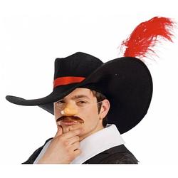 Foto van Piraten kapitein verkleed hoed - zwart - met veer - volwassenen - verkleedhoofddeksels