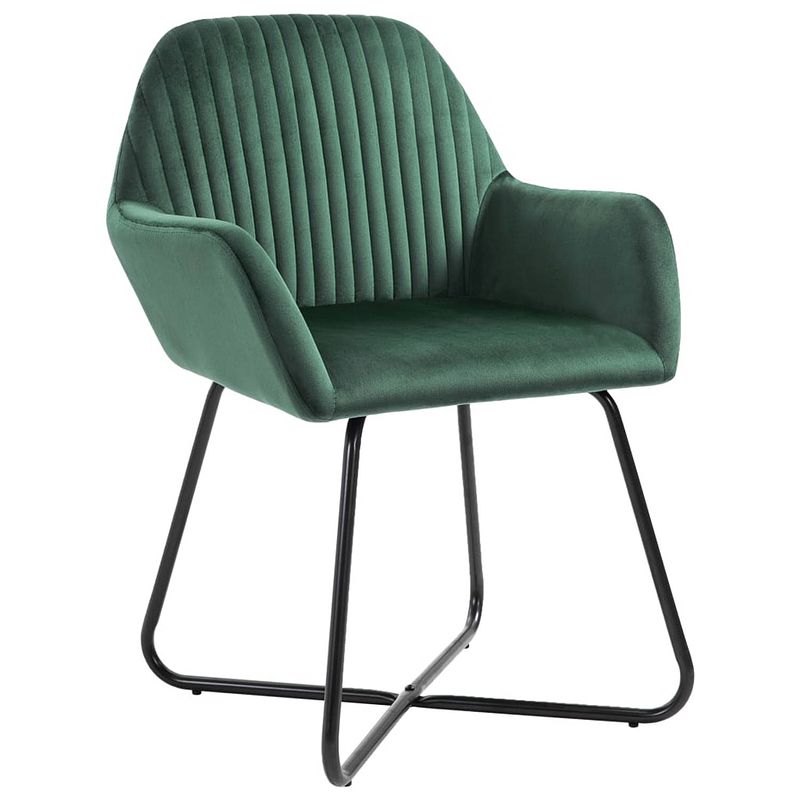 Foto van The living store eetkamerstoelen set - fluweel - groen - 61 x 61 x 84 cm - ergonomisch