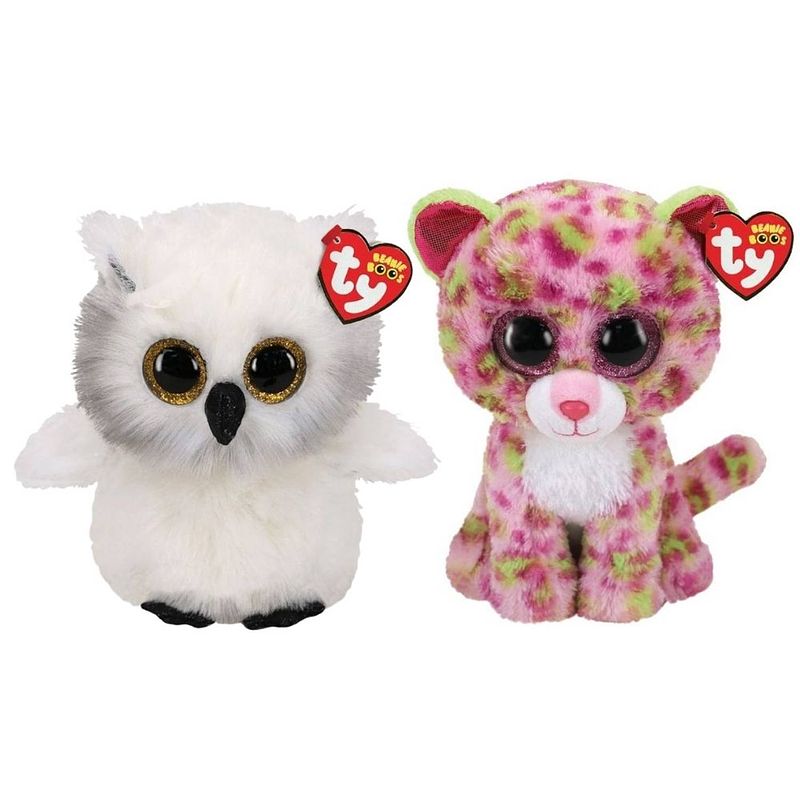 Foto van Ty - knuffel - beanie buddy - austin owl & lainey leopard