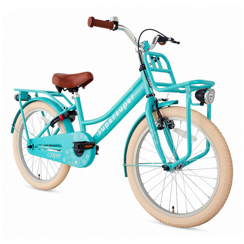 Foto van Supersuper meisjesfiets cooper 20 inch 31,75 cm meisjes terugtraprem turquoise