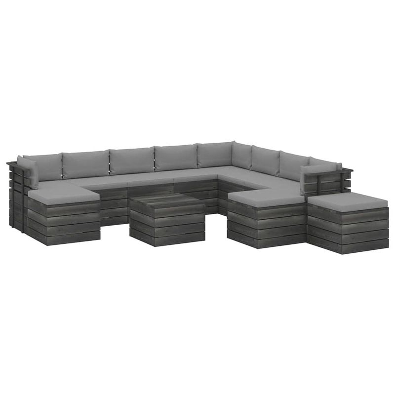 Foto van Vidaxl 12-delige loungeset met kussens pallet massief grenenhout