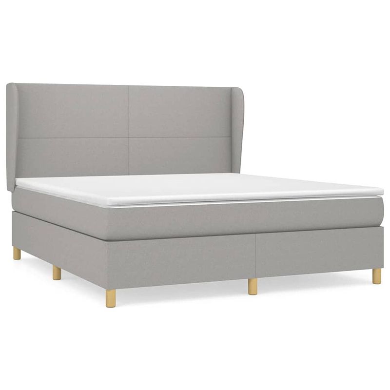 Foto van The living store boxspringbed - comfort - bed - 203 x 163 x 118/128 cm - lichtgrijs