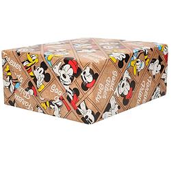 Foto van 1x rollen inpakpapier/cadeaupapier disney friends minnie mouse donald en pluto bruin 200 x 70 cm - cadeaupapier