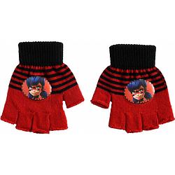 Foto van Handschoenen meisjes acryl zwart/rood one-size