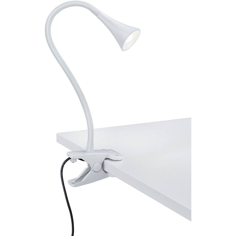 Foto van Led klemlamp - trion vipa - 3w - warm wit 3000k - glans wit - kunststof