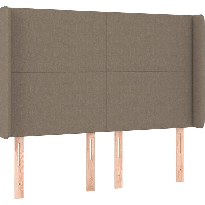 Foto van The living store boxspring met matras en led stof taupe 140x190 cm - bed