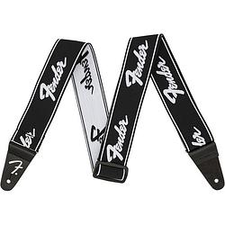 Foto van Fender weighless running logo strap black/white gitaarband