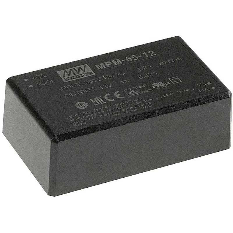 Foto van Mean well mpm-65-12 ac/dc printnetvoeding 12 v/dc 65 w