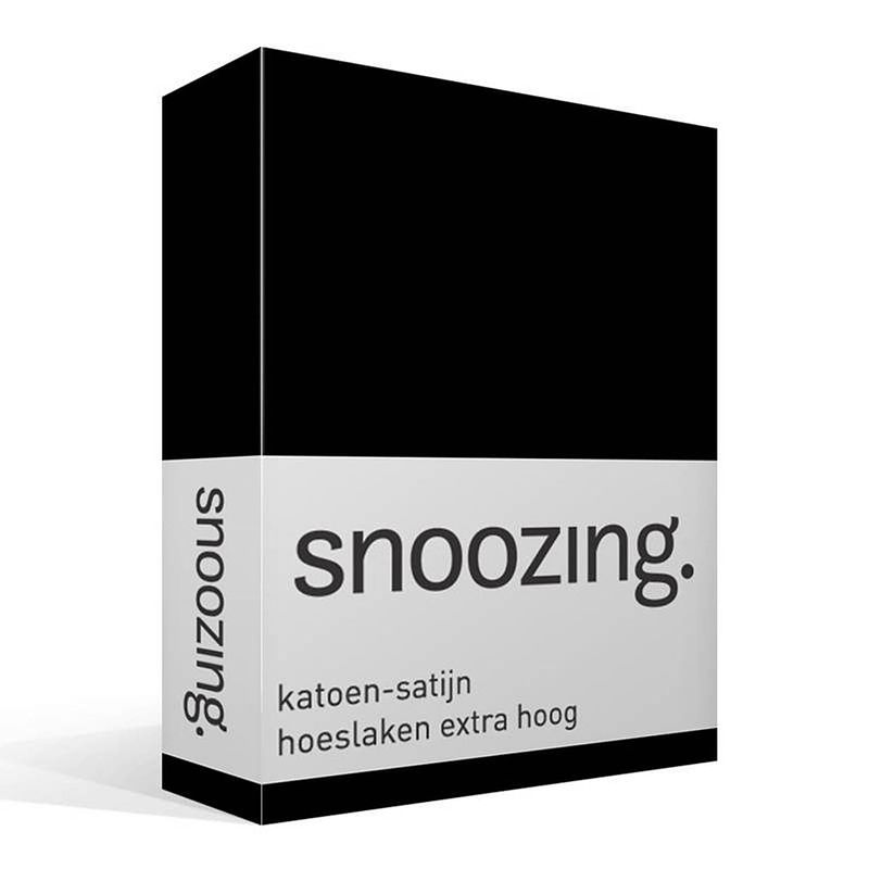 Foto van Snoozing - katoen-satijn - hoeslaken - extra hoog - 160x210 - zwart