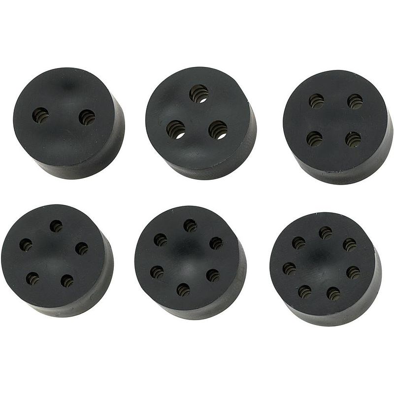 Foto van Tru components tc-10820784 tc-mh18-2g203 meervoudig dicht-inzetstuk pg21 2 x 4.3 - 6.1 mm rubber zwart 50 stuk(s)