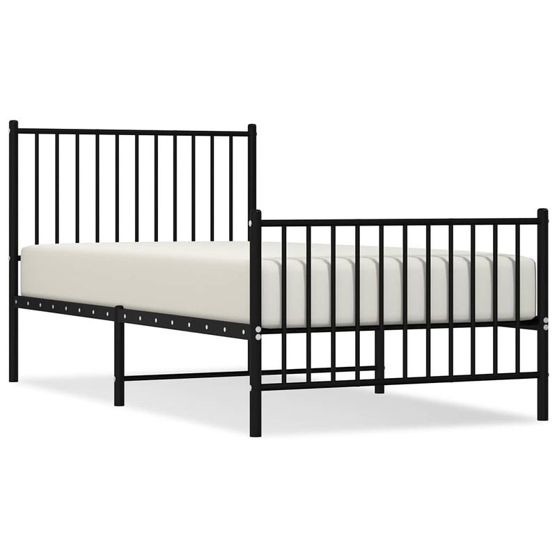 Foto van The living store bedframe basic - 196 x 95 x 90.5 cm - robuust - metaal - zwart - geen matras inbegrepen