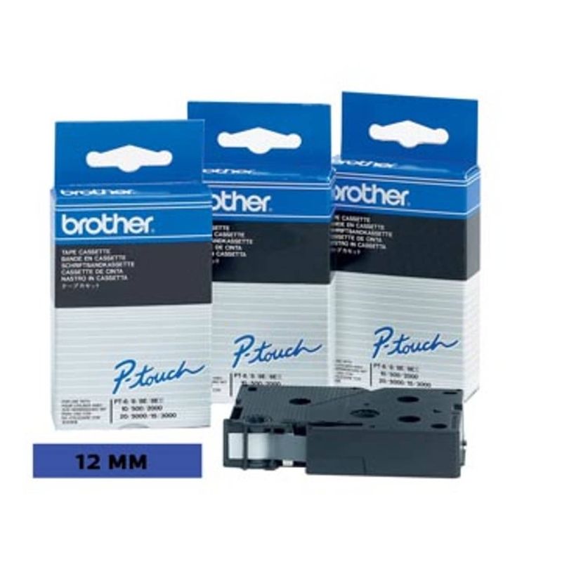 Foto van Brother tc tape voor p-touch 12 mm, zwart op blauw