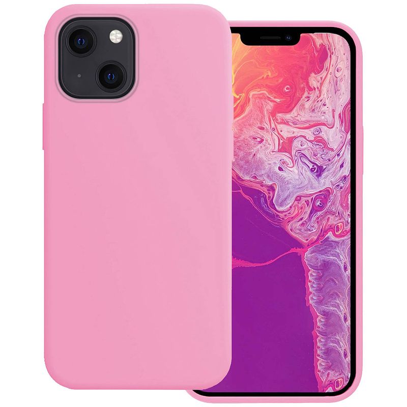 Foto van Basey iphone 14 plus hoesje siliconen hoes case cover iphone 14 plus-lichtroze