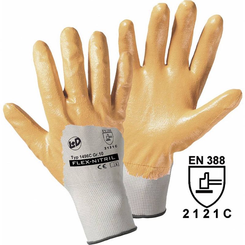 Foto van L+d worky flex-nitril 1496c-xl polyester werkhandschoen maat (handschoen): 10, xl en 388 cat ii 1 paar