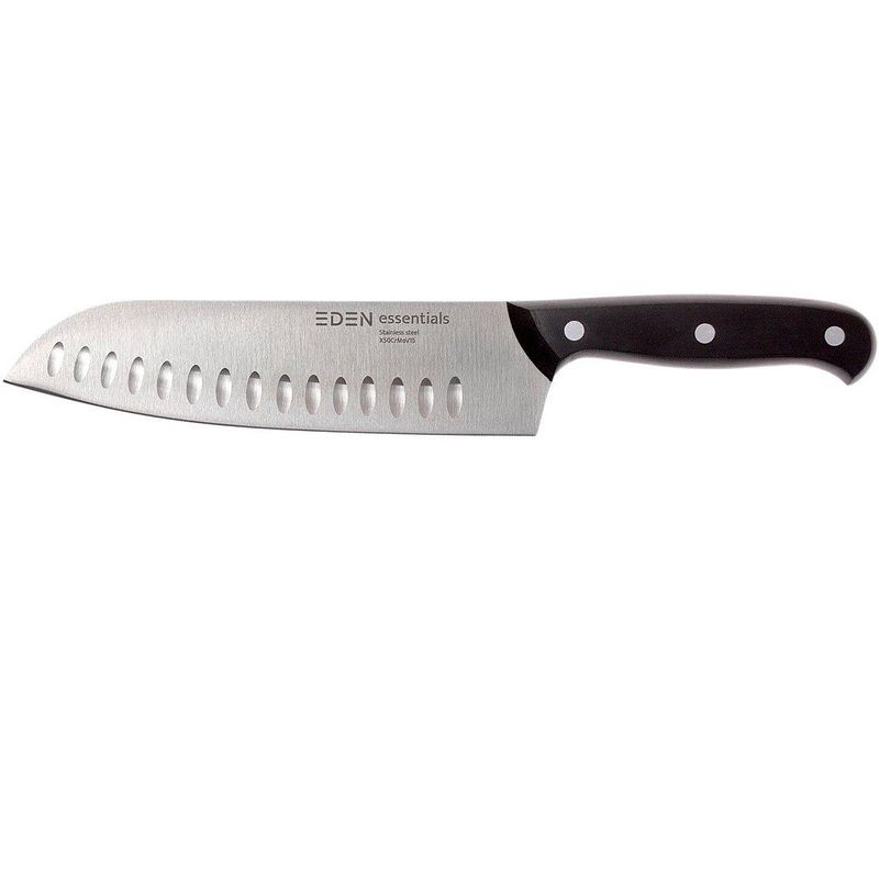 Foto van Eden essentials santoku 18 cm, 2000-319, japans koksmes, lemmet met kuiltjes, ergonomische handgreep, roestbestendig