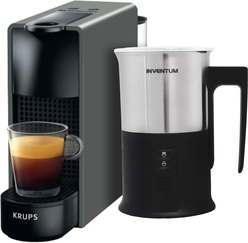 Foto van Krups nespresso essenza mini xn110b grijs + melkopschuimer