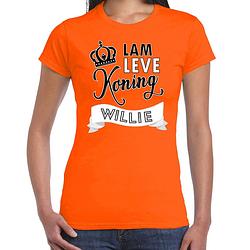 Foto van Oranje koningsdag t-shirt - lam leve koning willie - dames xl - feestshirts