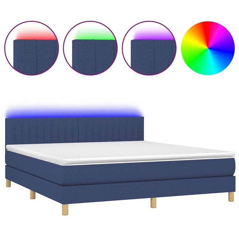 Foto van The living store boxspring blauw 180x200 - led - pocketvering en huidvriendelijk