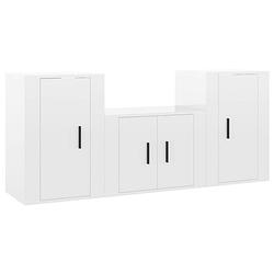 Foto van The living store tv-meubel set - hoogglans wit - 1x 57x34.5x40cm - 2x 40x34.5x60cm