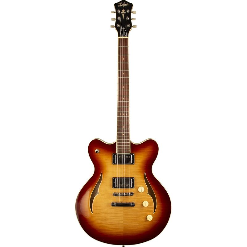 Foto van Hofner verythin ct special sunburst semi-akoestische gitaar