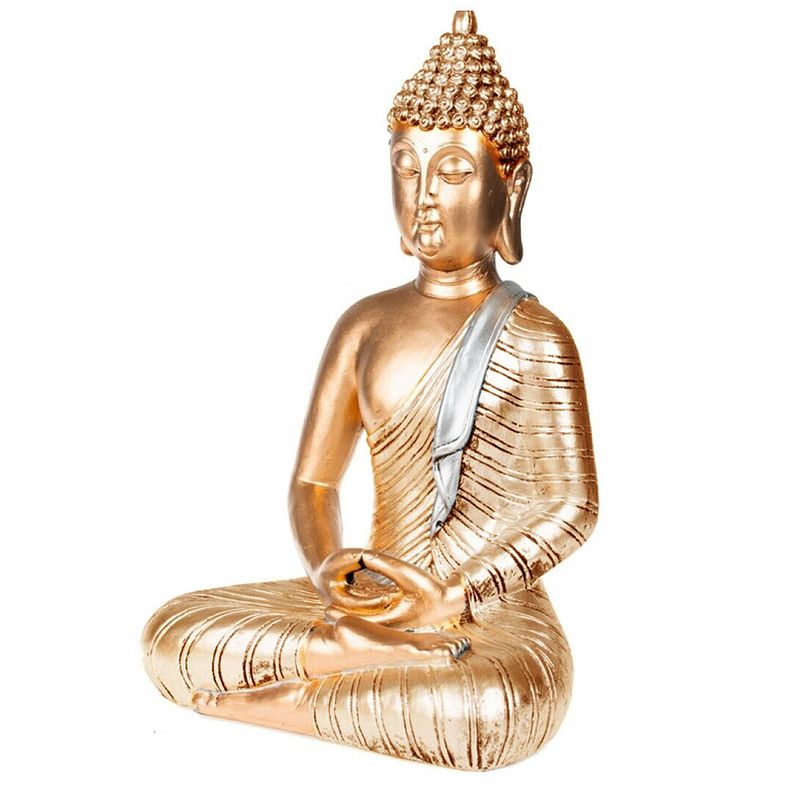 Foto van Boeddha beeld voor binnen goud 35 cm - beeldjes