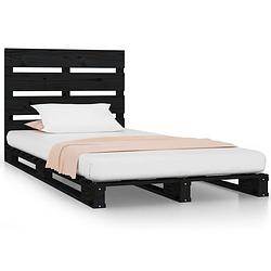 Foto van The living store houten bed - zwart - 200 x 100 x 80 cm - massief grenenhout