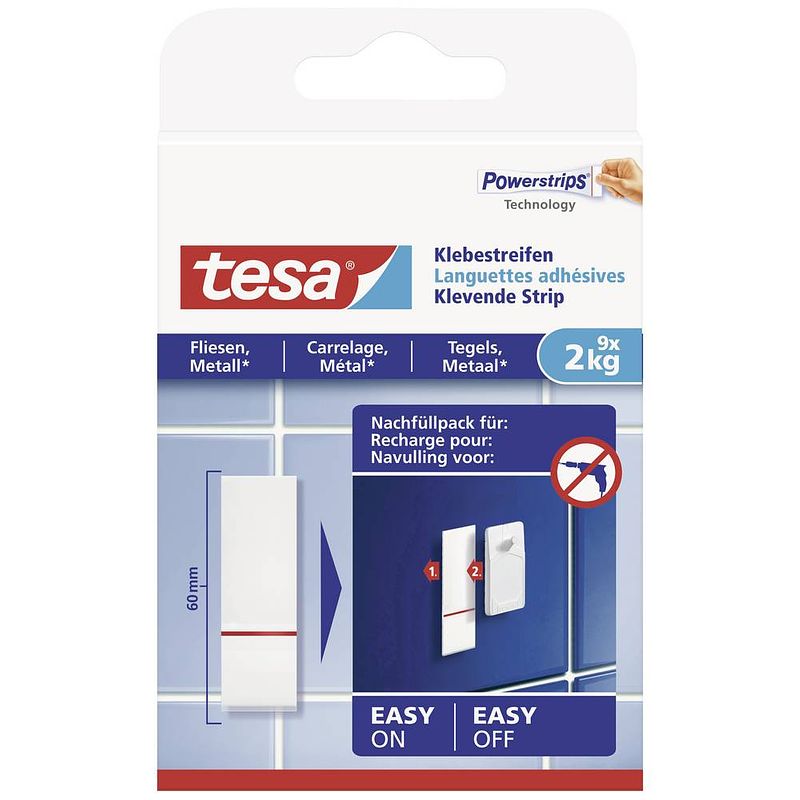 Foto van Tesa powerstrips tegels en metaal 9 stuks - tape (klussen)