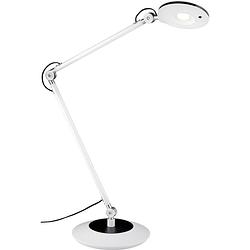 Foto van Led bureaulamp - tafelverlichting - trion rodeo - 6w - warm wit 3000k - rond - mat wit - aluminium