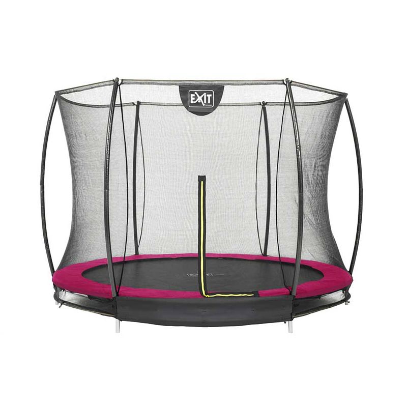 Foto van Exit silhouette verlaagde trampoline met veiligheidsnet rond - 244 cm - roze