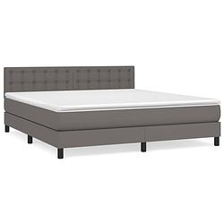 Foto van The living store boxspring met matras kunstleer grijs 160x200 cm - bed