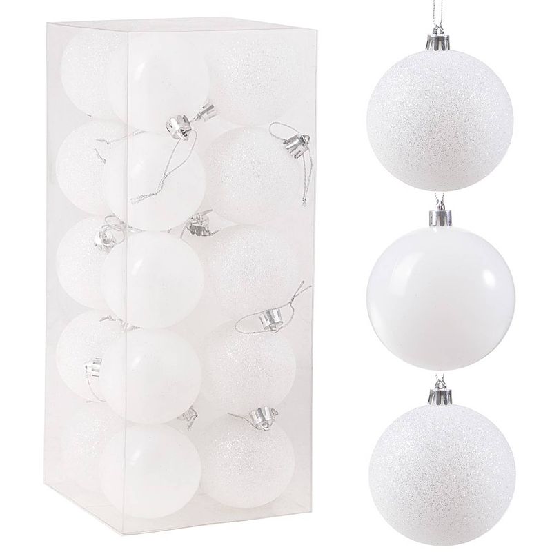 Foto van Kerstballen 20 stuks 8 cm wit