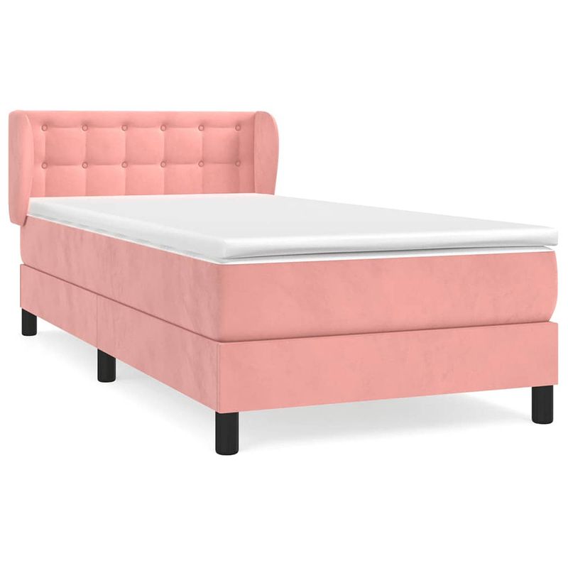 Foto van Vidaxl boxspring met matras fluweel roze 100x200 cm