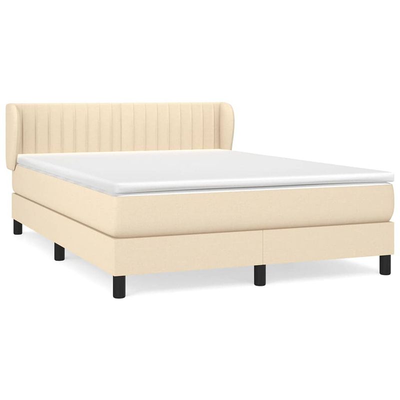 Foto van Vidaxl boxspring met matras stof cr??mekleurig 140x190 cm