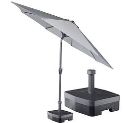 Foto van Kopu® ronde stokparasol 300 cm calma met voet - light grey