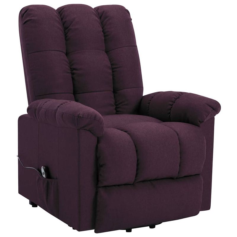 Foto van The living store sta-op-stoel - relaxfauteuil - paars - 77 x 92 x 103 cm - verstelbaar - inclusief zijvak - the living