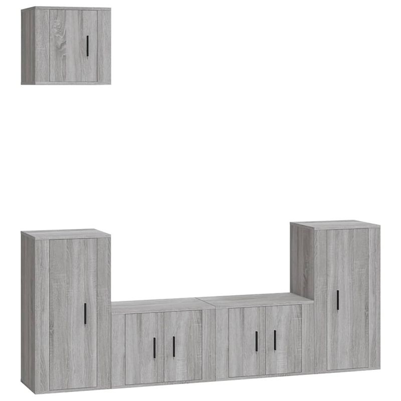 Foto van The living store tv-meubelset - classic grey sonoma eiken - 2x57x34.5x40cm - 2x40x34.5x80cm - 1x40x34.5x40cm