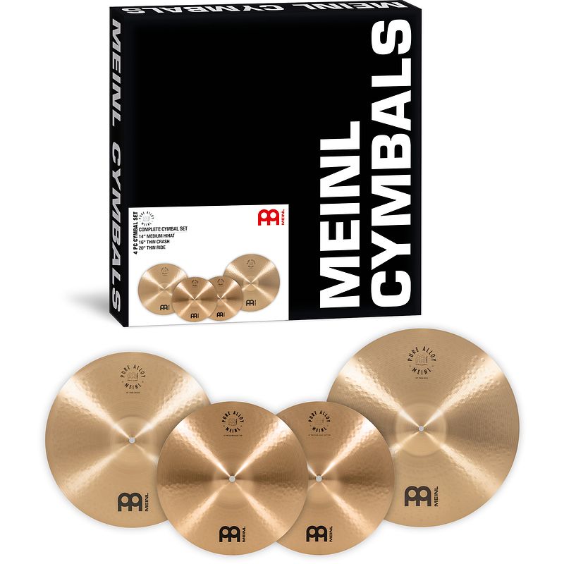 Foto van Meinl pa-cs2 pure alloy complete cymbal set bekkenset 14-16-20